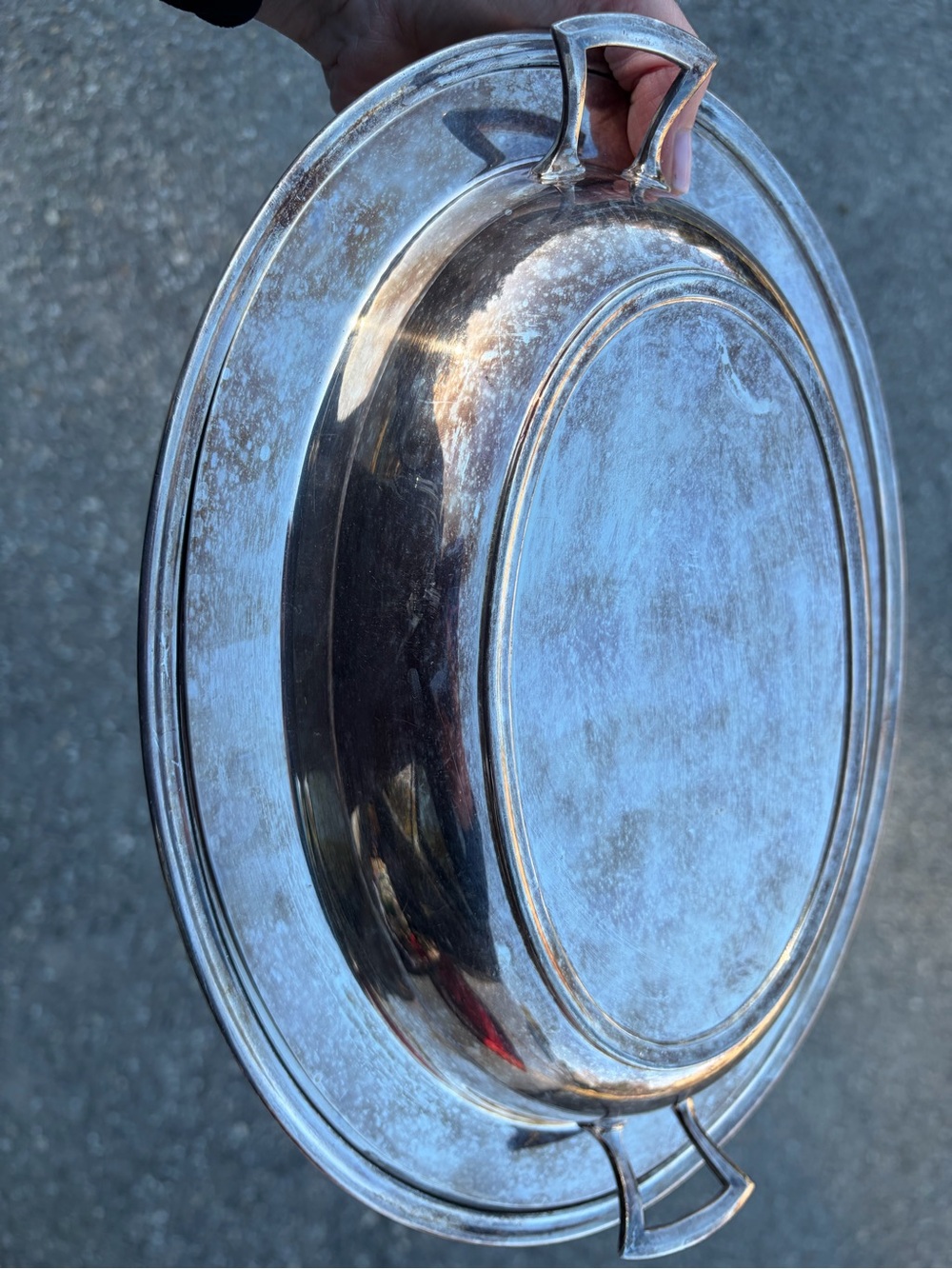 Polished Silver Serving Platter with Lid